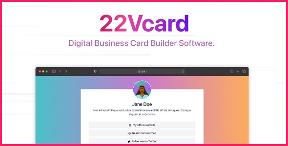 22Vcard – Digital Business Card Builder (SAAS) [Regular License] 6.0.0 Nulled + Extended License Free Download