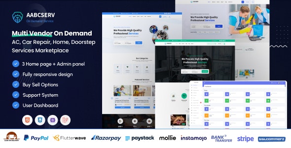Aabcserv – Multivendor On-Demand  Service  Handyman Marketplace Platform Nulled + Extended License Free Download
