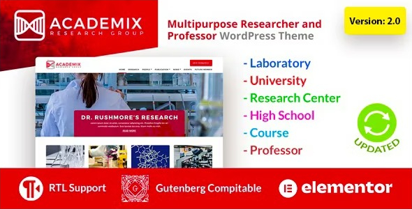 Academix – Multipurpose Education, Researcher and Professor WordPress Theme 1.2.1
 Nulled + Extended License Free Download