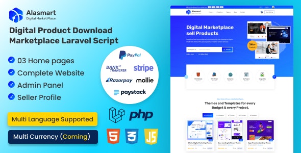 Alasmart – Digital Product Download Marketplace Laravel Script Nulled + Extended License Free Download
