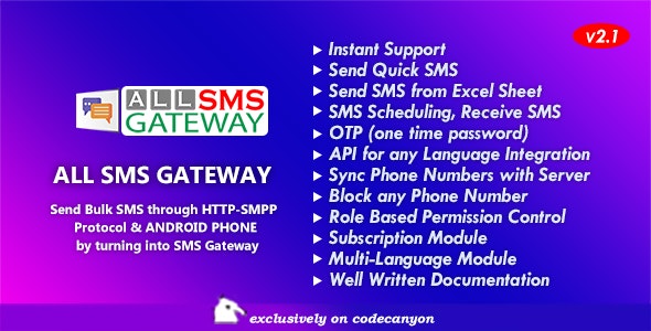 All SMS Gateway – Send Bulk SMS through HTTP-SMPP Protocol & Android Phone by Turning into Gateway Nulled + Extended License Free Download