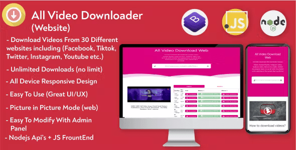 All Video Downloader Web – Javascript Nulled + Extended License Free Download