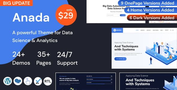 Anada WordPress Theme 1.3.5 – Data Science & Analytics Saas
 Nulled + Extended License Free Download