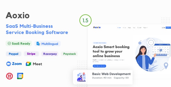 Aoxio – SaaS Multi-Business Service Booking Software 2.2 Nulled + Extended License Free Download