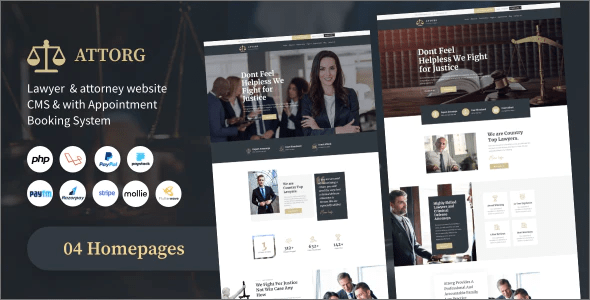 Attorg – lawyer & attorney website cms with Appointment Booking System PHP Scripts Nulled + Extended License Free Download