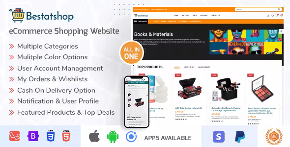 Bestatshop – eCommerce Shopping Website + Admin Panel + (Ionic Android  IOS apps) Nulled + Extended License Free Download