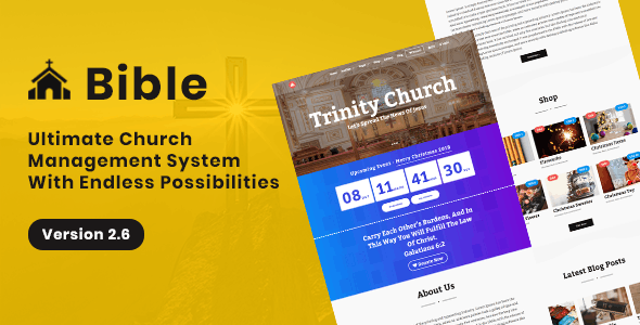 Bible – Church Management System With Shop, Donation, Sermon, Blog, Event, Role, Attendance  More Nulled + Extended License Free Download