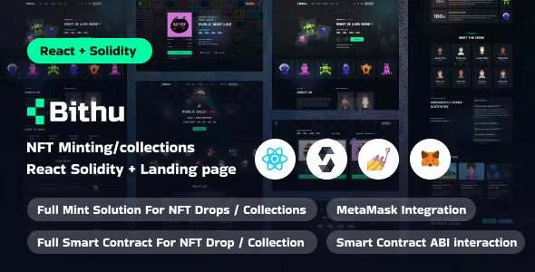 Bithu – NFT Minting/Collection with Smart Contract (React JS+Solidity) Nulled + Extended License Free Download