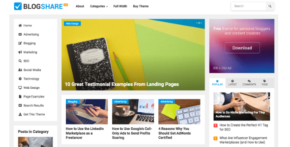 BlogShare Pro 1.0.2 – WordPress Theme
 Nulled + Extended License Free Download