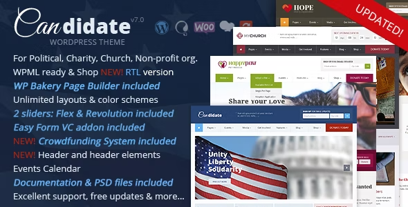Candidate – Political / Non-Profit / Church WordPress Theme 6.7
 Nulled + Extended License Free Download