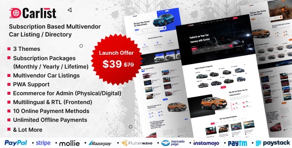 Carlist – Multivendor Car Listing / Dealer / Directory Website (Subscription Based) Nulled + Extended License Free Download
