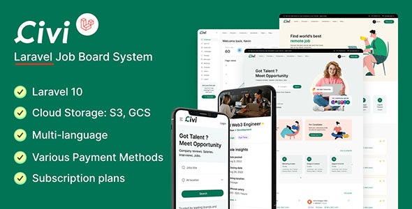 Civi – Theme for JobCore Laravel Job Board CMS Nulled + Extended License Free Download