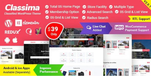 Classima – Classified Ads WordPress Theme 2.5.1
 Nulled + Extended License Free Download