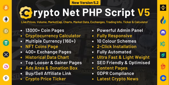 Crypto Net – CoinMarketCap, Prices, Chart, Exchanges, Crypto Tracker, Calculator  Ticker PHP Script 5.4 Nulled + Extended License Free Download