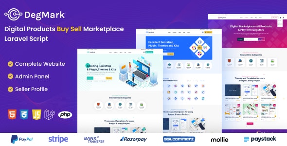 DegMark – Digital Products Buy Sell Marketplace Laravel Script Nulled + Extended License Free Download