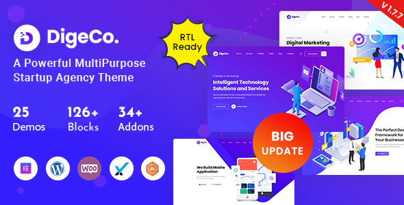 Digeco 2.1.0 – Startup Agency WordPress Theme
 Nulled + Extended License Free Download