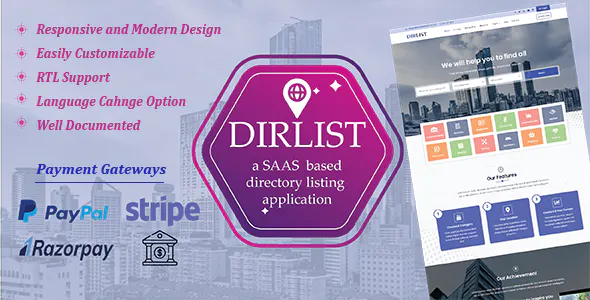 DirList – Complete Business Directory and Listing Script (SaaS) 2.0 Nulled + Extended License Free Download