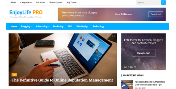 EnjoyLife Pro 1.0.8 – WordPress Theme
 Nulled + Extended License Free Download
