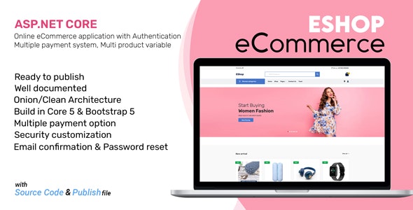 EShop Ecommerce Shop – ASP.NET CORE MVC Online Ecommerce Application | Onion/Clean Architecture | EF Nulled + Extended License Free Download