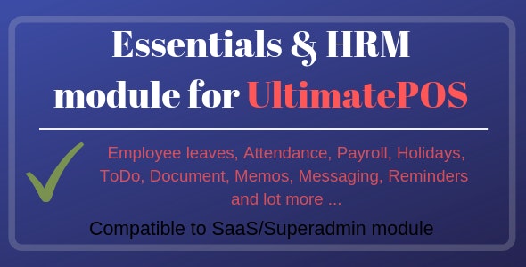 Essentials  HRM (Human resource management) Module for UltimatePOS 4.2 Nulled + Extended License Free Download