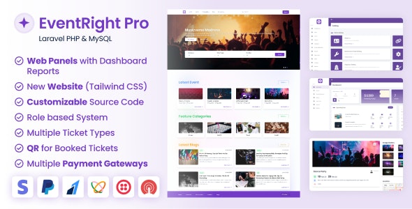 EventRight Pro – Ticket Sales and Event Booking  Management System with Website  Web Panels (SaaS) Nulled + Extended License Free Download