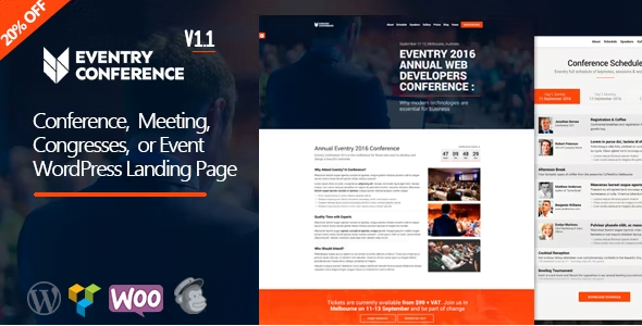 Eventry WordPress Theme 1.2.5 – Conference Meetup Landing Page Theme
 Nulled + Extended License Free Download