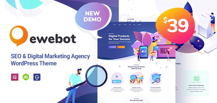 Ewebot WordPress theme 3.0.4 – SEO Marketing Digital Agency Theme
 Nulled + Extended License Free Download