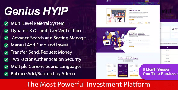 Genius HYIP – All in One Investment Platform 3.1 Nulled + Extended License Free Download