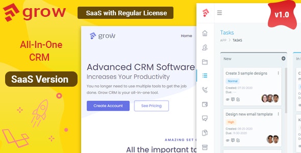 Grow CRM SaaS – Laravel Project Management – Multitenancy 2.3 Nulled + Extended License Free Download