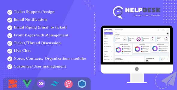 HelpDesk – Online Ticketing System with Website – ticket support and management Nulled + Extended License Free Download