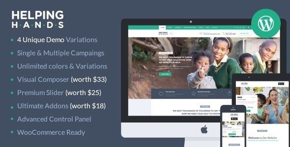 HelpingHands WordPress Theme 2.7.7 – Charity Fundraising
 Nulled + Extended License Free Download