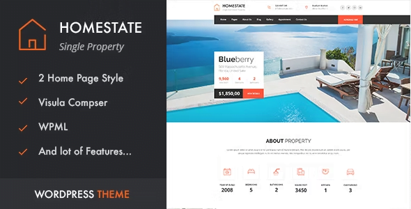 HOME STATE WordPress Theme 2.0 – Single Property Real Estate
 Nulled + Extended License Free Download