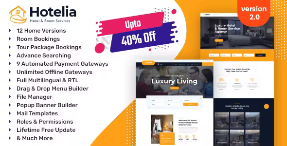 Hotelia – Hotel Booking / Resort Booking Management Website 2.3 Nulled + Extended License Free Download