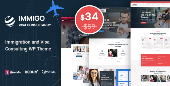 Immigo – immigration and Visa Consulting WordPress Theme 1.3
 Nulled + Extended License Free Download