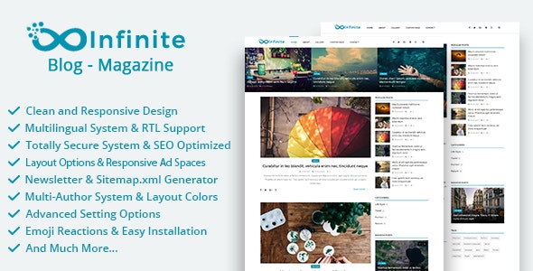 Infinite – Blog  Magazine Script 4.2.1 Nulled + Extended License Free Download