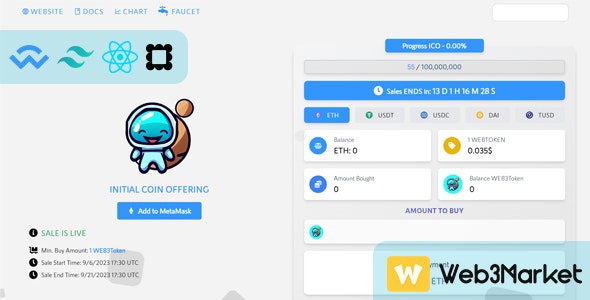 Initial Coin Offer (ICO) Web3 – ENVO DApp  Solidity Contract Nulled + Extended License Free Download