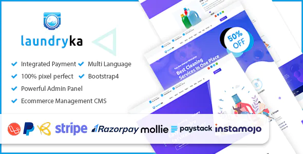 Laundryka – Multipurpose Dry Cleaning Services & Ecommerce CMS Nulled + Extended License Free Download