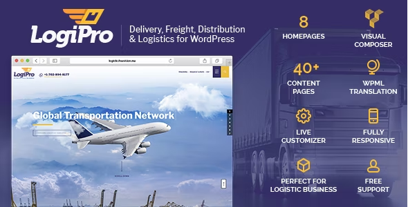 LogiPro WordPress Theme – Delivery, Freight, Distribution & Logistics for Theme 4.2
 Nulled + Extended License Free Download