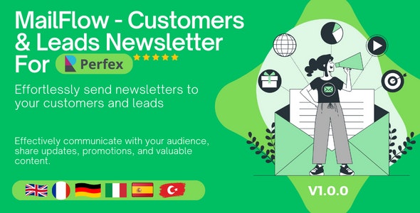 MailFlow – Customers  Leads Newsletter For Perfex CRM Nulled + Extended License Free Download