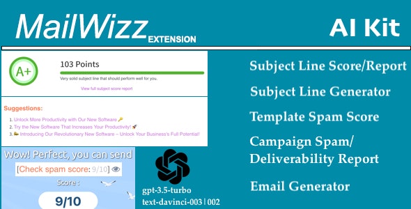 Mailwizz AI Kit – Spam and Subject Line Scoring with AI Content Generator supporting chatGPT Nulled + Extended License Free Download