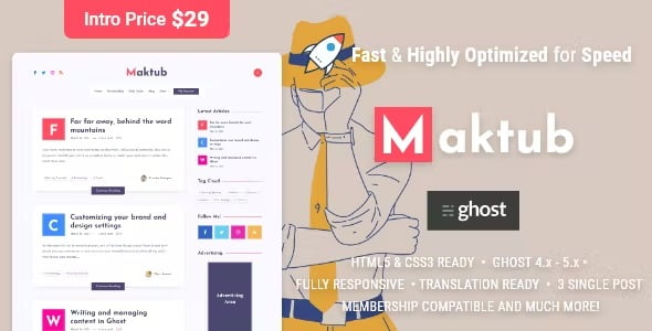 Maktub – Minimal & Lightweight Blog for WordPress Theme 2.0.0
 Nulled + Extended License Free Download