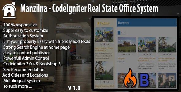 Manzilna – CodeIgniter Real Estate System Nulled + Extended License Free Download