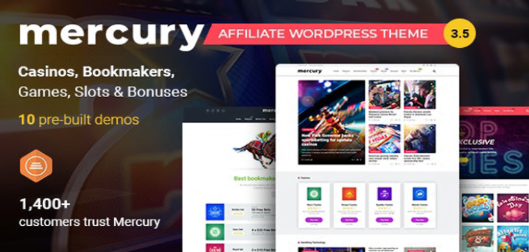 Mercury WordPress Theme 3.9.7 – Gambling & Casino Affiliate News & Reviews
 Nulled + Extended License Free Download