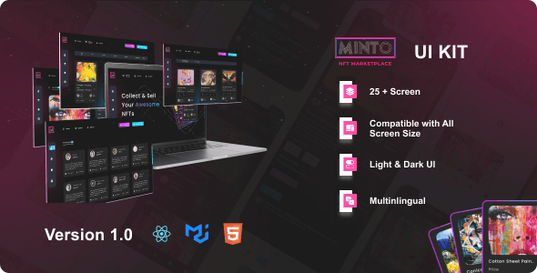 Minto – ReactJs NFT Marketplace UI kit Nulled + Extended License Free Download