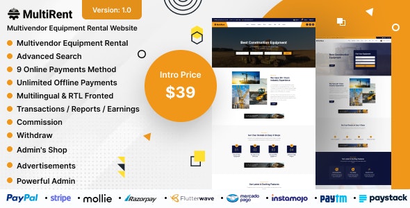 Multirent – Multivendor Equipment Rental Website Nulled + Extended License Free Download
