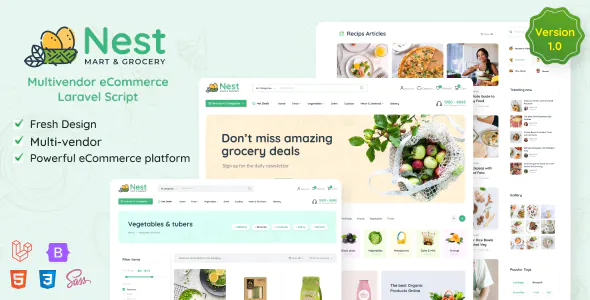 Nest – Multivendor Organic  Grocery Laravel eCommerce 1.19.5 Nulled + Extended License Free Download