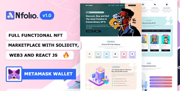 NFT Nfolio – Full Functional NFT Marketplcae with React and Solidity Nulled + Extended License Free Download