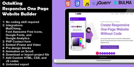 OctoKing – Drag and Drop One Page Website Builder Nulled + Extended License Free Download