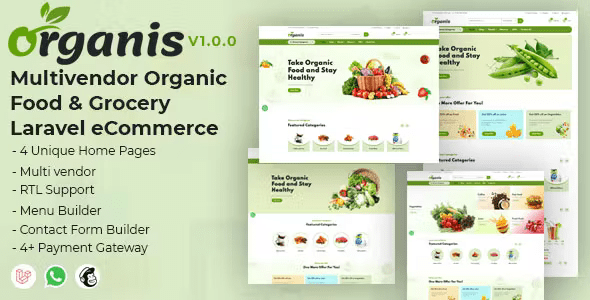 Organis – Multivendor Organic Food  Grocery Laravel eCommerce Nulled + Extended License Free Download