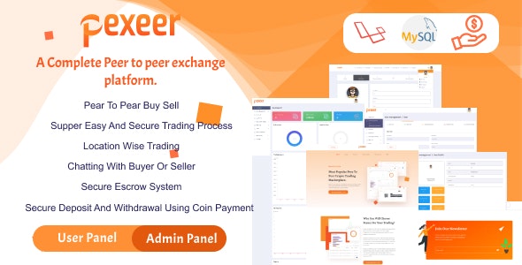 Pexeer – A Complete Peer to Peer Cryptocurrency Exchange Platform 2.0 Nulled + Extended License Free Download